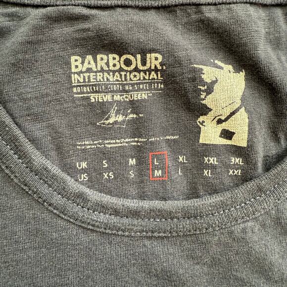 Barbour Steve McQueen Motorcycle Men's Blue Graphic T-Shirt Sz M Harvey Mushman - Picture 3 of 9